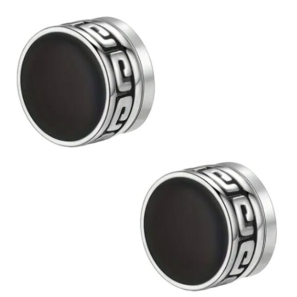 d'vine Products Other - 1 Pair .3 Inch - Round Black Titanium Steel Magnetic Non-Piercing Stud Earrings